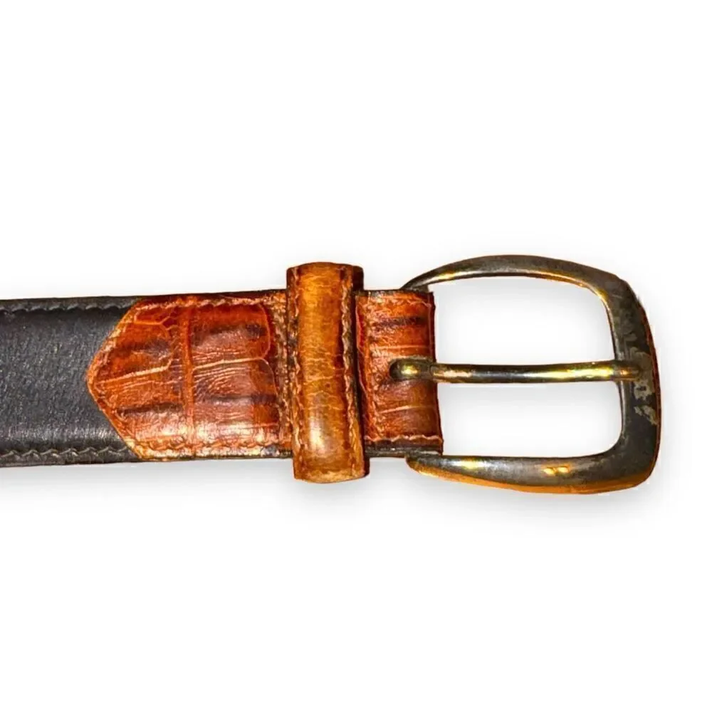Trafalgar Black & Brown Campo Calf Leather Dress Belt 38